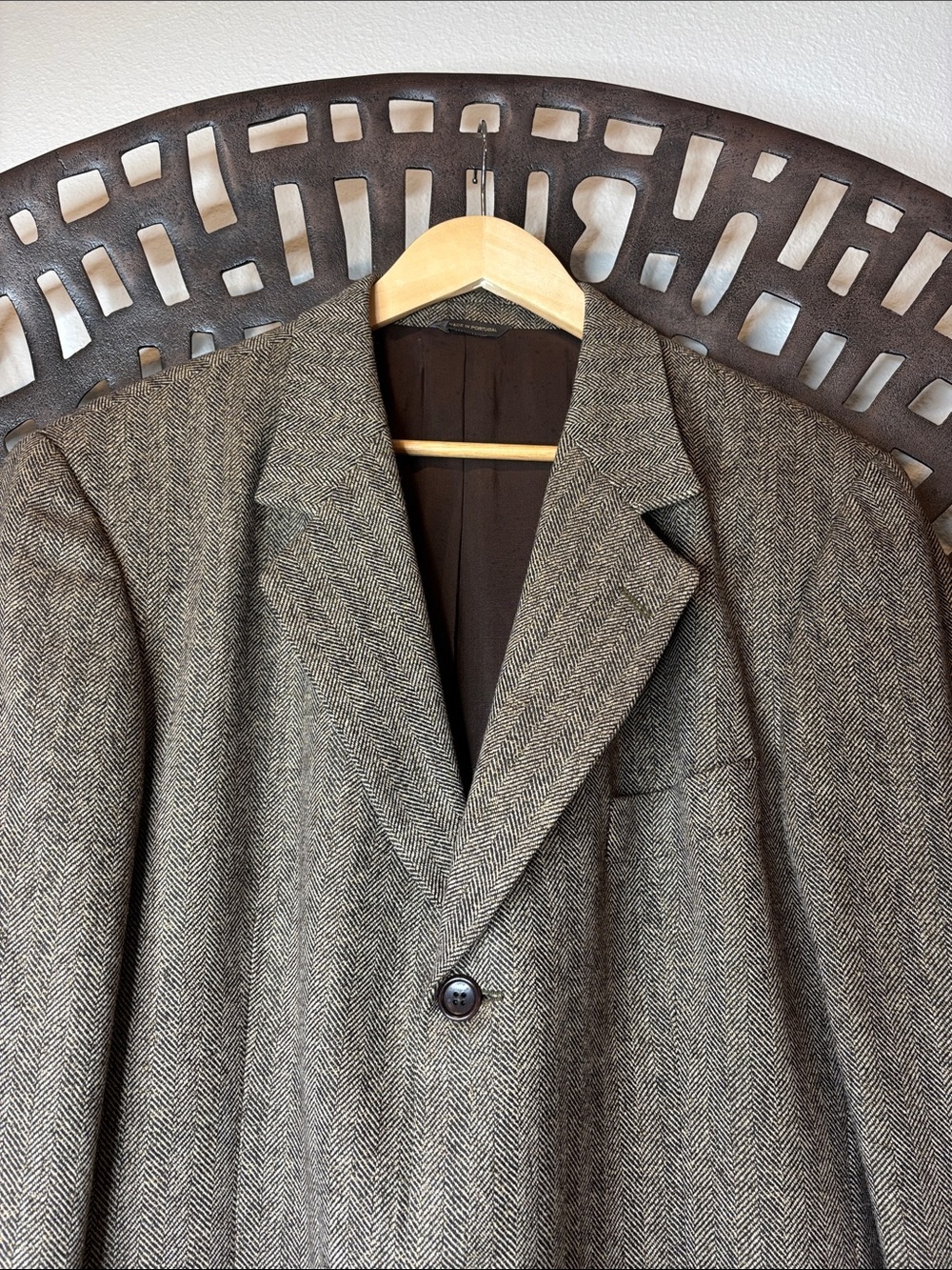π€ Banana Republic Menβs Tweed Blazer 44R Brown Herringbone Wool Sport Coat π€ - Picture 2 of 16